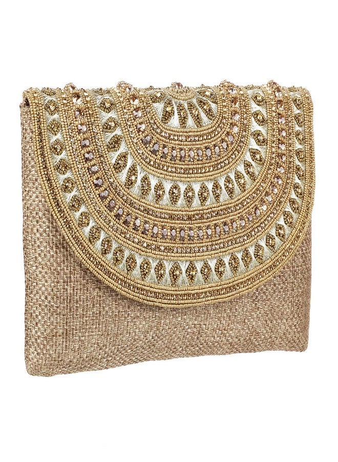 Metro Womens Synthetic Antic Gold Clutch (One Size) - Image 4